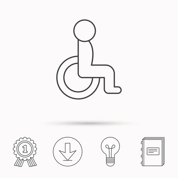 Icône personne handicapée. Signal humain en fauteuil roulant . — Image vectorielle