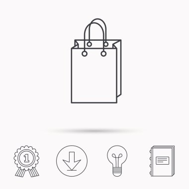 Alışveriş çantası simgesi. Satışı el çantası işareti.