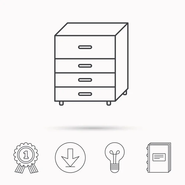 Commode pictogram. Interieur commode teken. — Stockvector