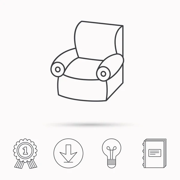 Icono del sillón. Muebles cómodos signo . — Vector de stock
