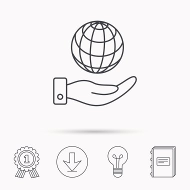 Gezegen simge kaydetmek. El küre işareti ile.