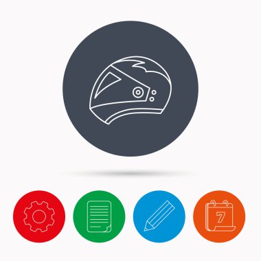 Motosiklet kask simgesi. Bisikleti spor işareti.