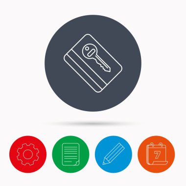 Elektronik anahtar simgesi. Otel odası kart işareti.