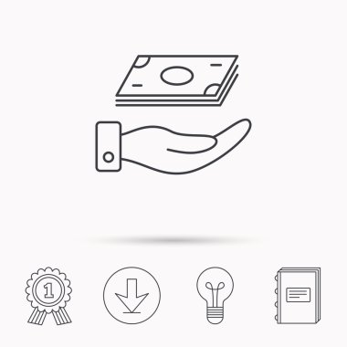 Para simge kaydetmek. El nakit işareti ile.