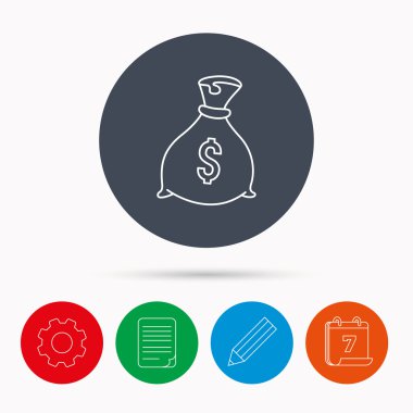 Dolar simgesiyle çuval. Para çantası işareti.