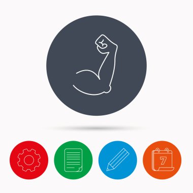 Pazı kas simgesi. Vücut geliştirmeci güçlü kol işareti.