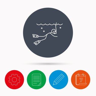 Dalış simgesi. Sualtı tüp işaretiyle Yüzme.