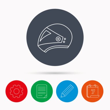 Motosiklet kask simgesi. Bisikleti spor işareti.