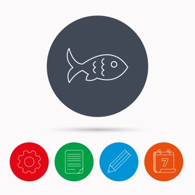 Balık simgesi. Deniz ürünleri işareti. Vejetaryen yiyecekler sembolü.