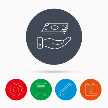 Para simge kaydetmek. El nakit işareti ile.