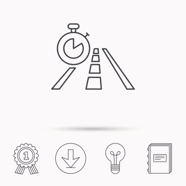 Seyahat saat simgesini. Zamanlayıcı işareti olan yol.