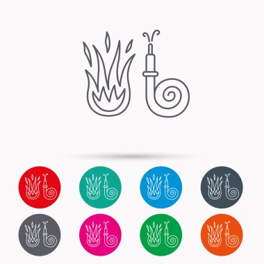 Yangın hortum reel simgesi. İşareti itfaiye istasyonu.