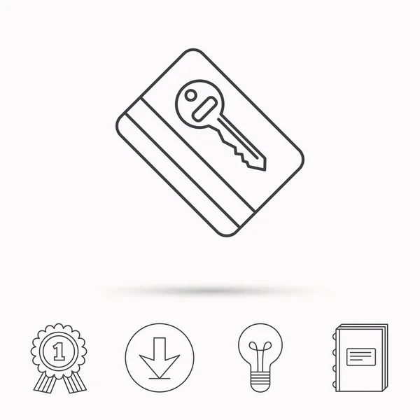 Icono de llave electrónica. Señal de tarjeta de hotel . — Vector de stock