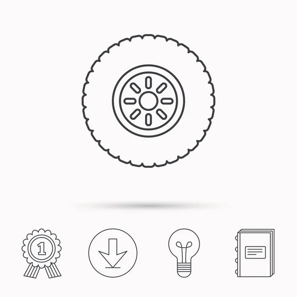 Car wheel icon. Tire service sign. — Stock Vector