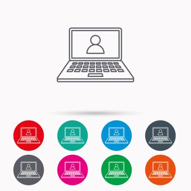 Webinar simgesi. Sohbet video işareti.