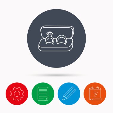 Alyans simgesi. Takı ile elmas işaret.