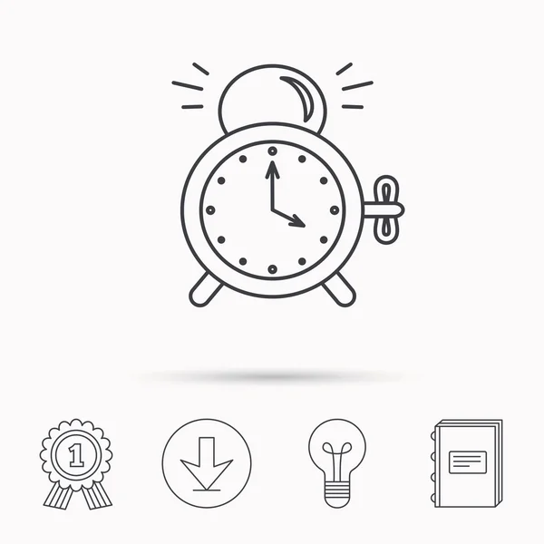 Icono del reloj despertador. Señal de tiempo retro mecánico . — Vector de stock