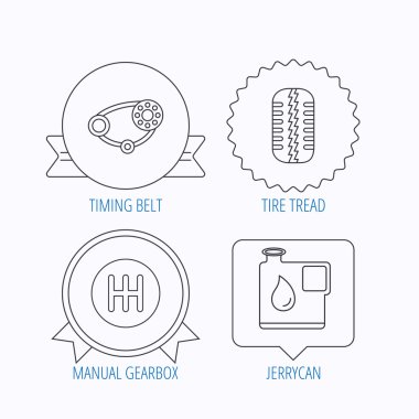 Tekerlek, manuel şanzıman ve zamanlama kemer simgeler.