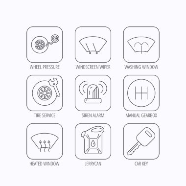 Manuel şanzıman, lastik Servisi ve araba anahtar simgeleri.