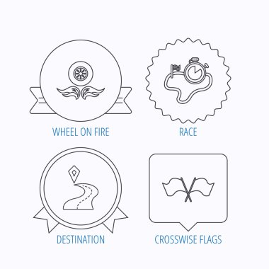 Yarış bayraklarını, zamanlayıcı ve hedef işaretçisini simgeler.