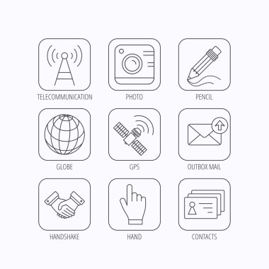 El sıkışma, kişiler ve gps uydu simgeleri.