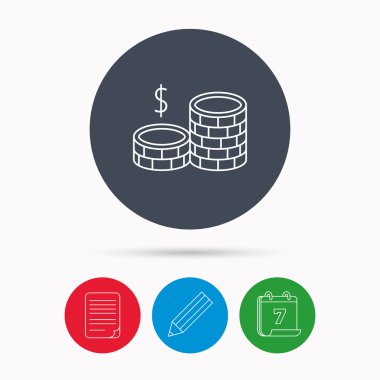 Sikke simge. Dolar nakit para işareti.