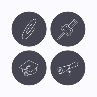 Mezuniyet kep, raptiye ve diploma simgeler.