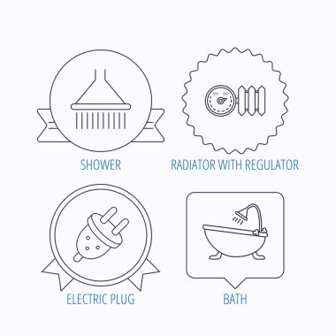 Duş, banyo ve elektrik simgeler takın.