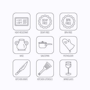 Tencere, potholder ve bardağı simgeleri.