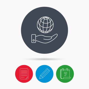 Gezegen simge kaydetmek. El küre işareti ile.