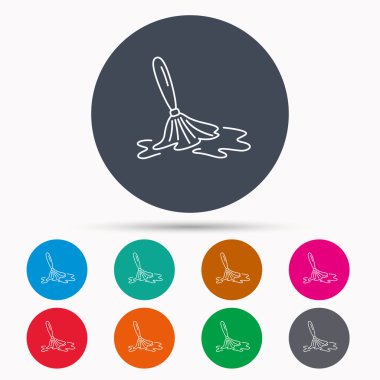 Islak temizlik simgesi. Temizlik kat aracı işareti.