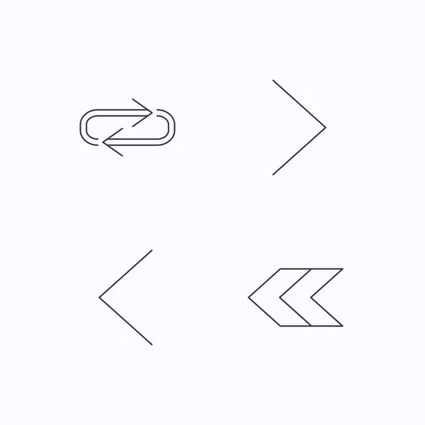 De pictogrammen van de pijlen. Rechts, herhaal lineaire tekenen. — Stockvector