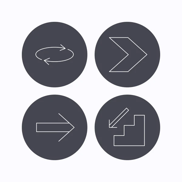 Arrows icons. Downstairs, repeat linear signs. — Stock Vector
