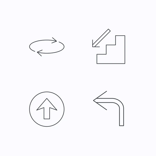 Arrows icons. Upload, repeat linear signs. — Stock Vector