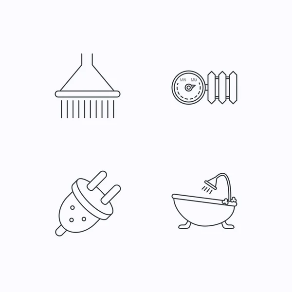 Dusch, badkar och elektriska Anslut ikoner. — Stock vektor