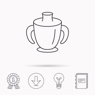 Yürümeye başlayan çocuk emzik Kupası simgesi. Bebek kupa işareti.