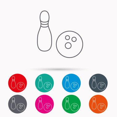 Bowling simgesi. Skittle veya PIN topu işareti ile.