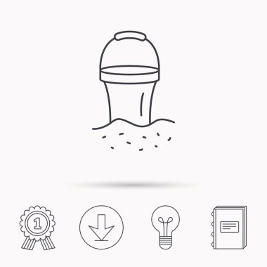 Kova simgesi. Çöp kutusu işareti. Bahçe ekipmanları.