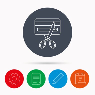 Süresi dolan kredi kartı simgesi. İşareti alışveriş.