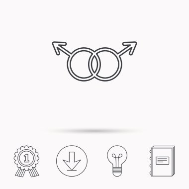 Eşcinsel çift simgesi. Homoseksüel işareti.