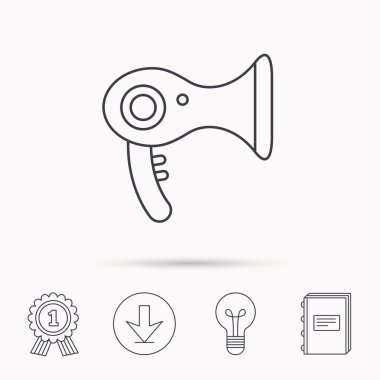 Saç kurutma makinesi simgesi. Elektronik blowdryer işareti.