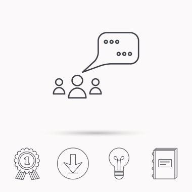 Toplantı simgesi. Sohbet konuşma kabarcıklar işareti.