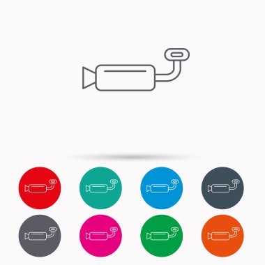 Muffer simgesi. Araba boru yakıt veya işareti egzoz.