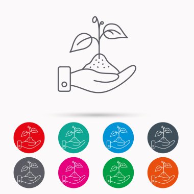 Doğa simge kaydetmek. El bitki Filiz işareti ile.