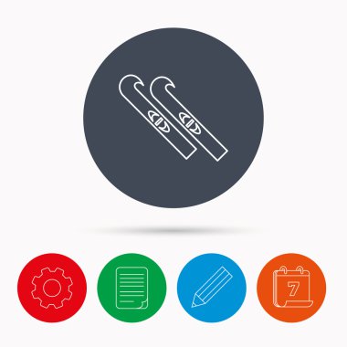 Kayak simgesi. Kayaklar işareti.