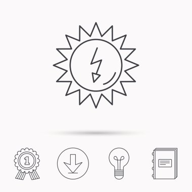 Güneş enerjisi simgesi. Ekolojik kaynakları işaret.