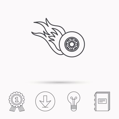 Yanan tekerlek simgesi. Hız ya da ırk işareti.