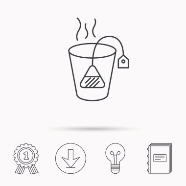 Çay poşeti simgesi. Doğal sıcak içecek işareti.