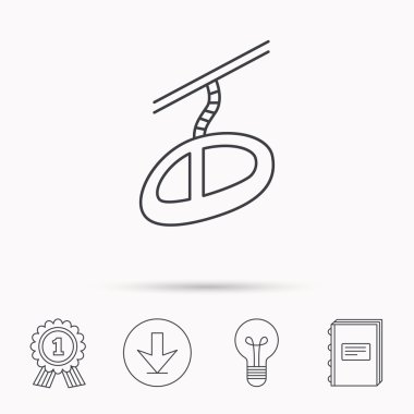 Teleferic simgesi. Teleferik kablo-demiryolu işareti.