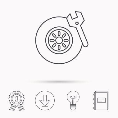 Lastik Servisi simgesini. Tekerlek ve İngiliz anahtarı anahtar işareti.